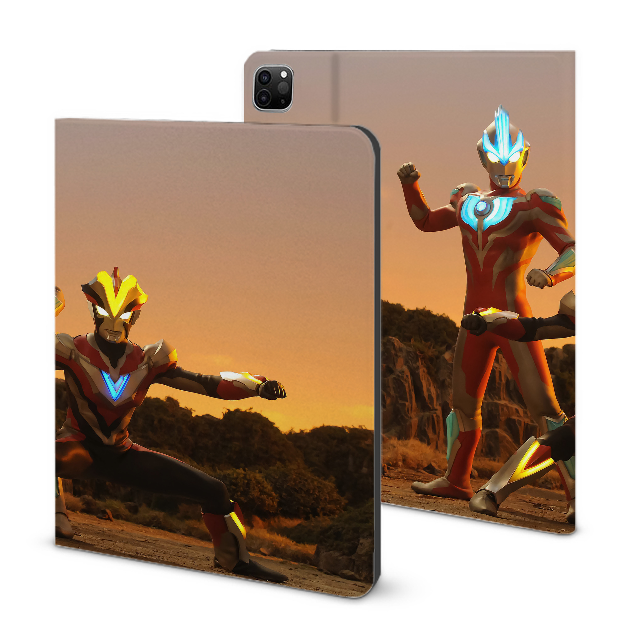 （画像用） ウルトラマン Ultraman IPad ケース ブック型 PUレザー TPU 耐衝撃 軽量 薄型 ペン収納なし 全面保護 IPad 各モデル対応